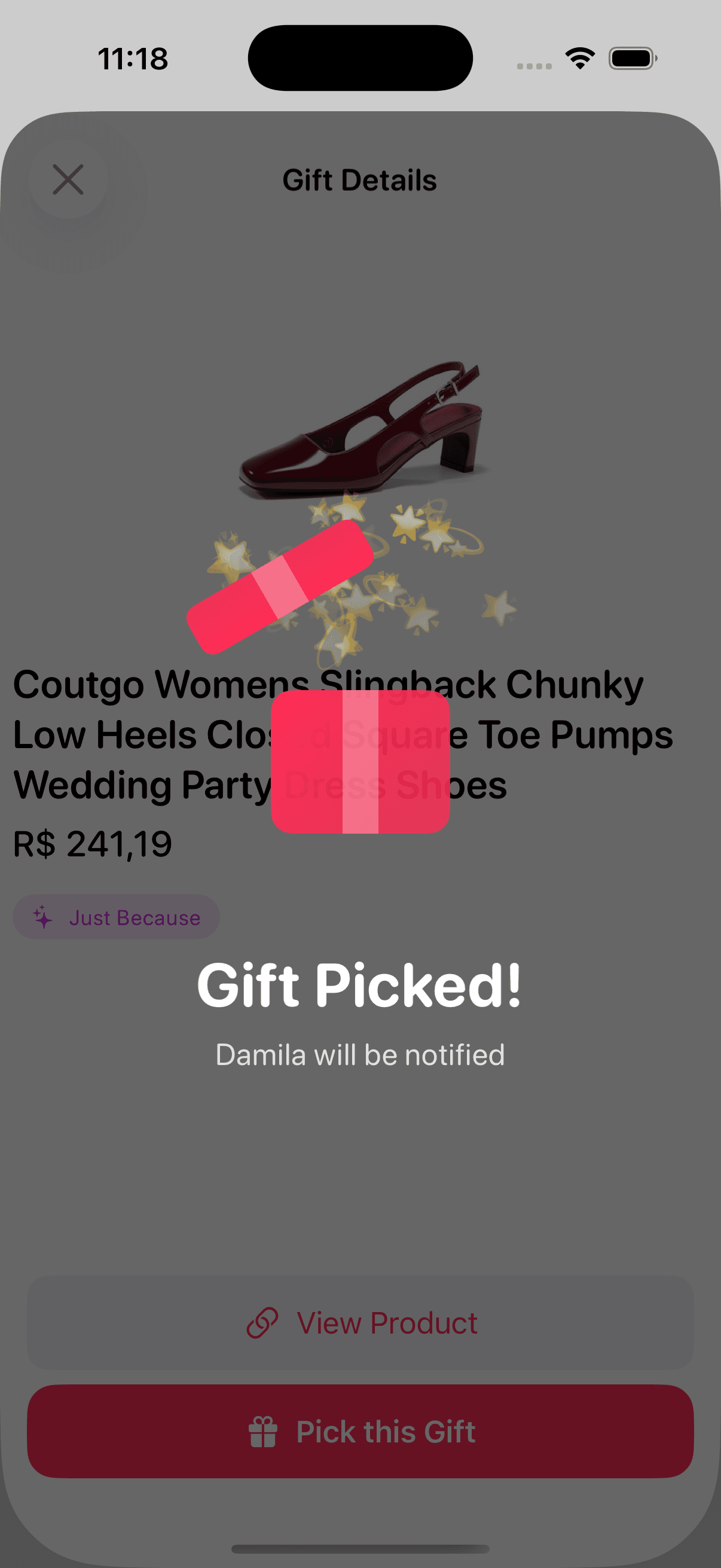 Gift picked confirmation